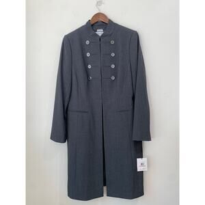NWT Calvin Klein Jacket Womens 12 Large Longline Charcoal Gray Careerwear Office